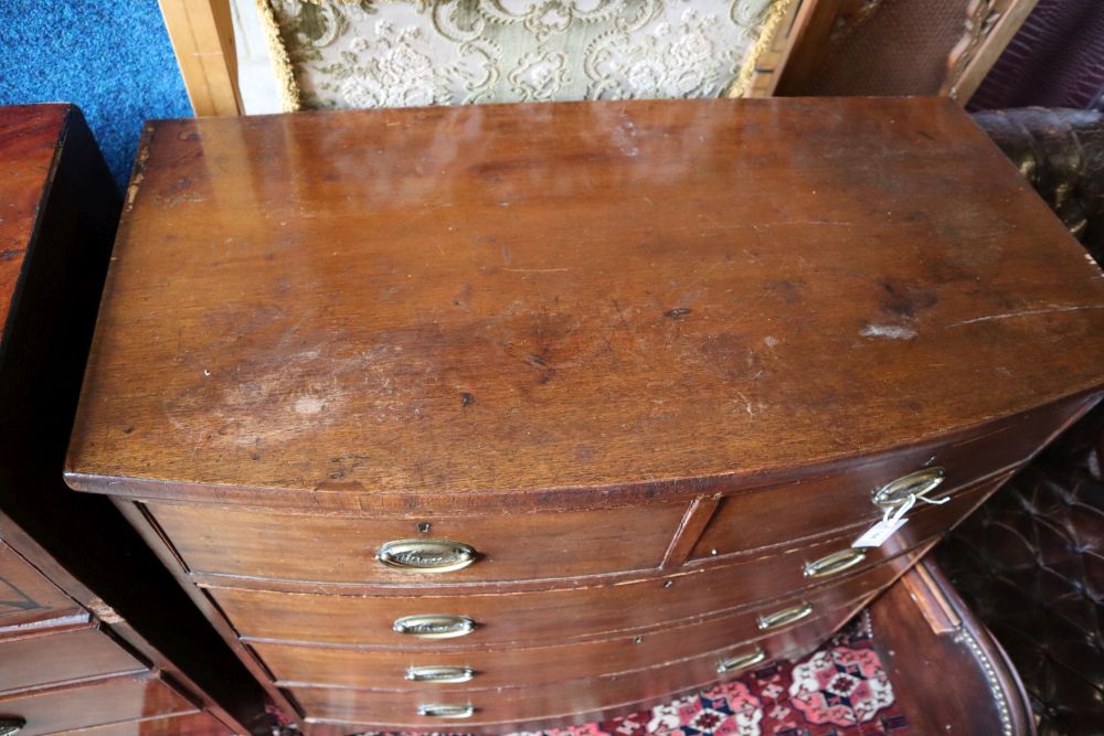 A Regency mahogany bowfront chest, width 100cm depth 51cm height 102cm